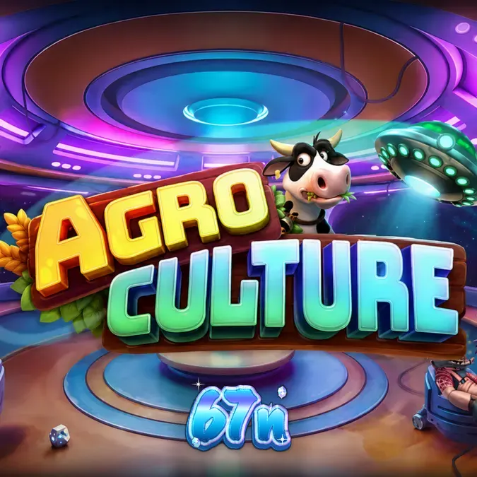 Interface do jogo AgroCulture com elementos de fazenda e naves alienígenas
